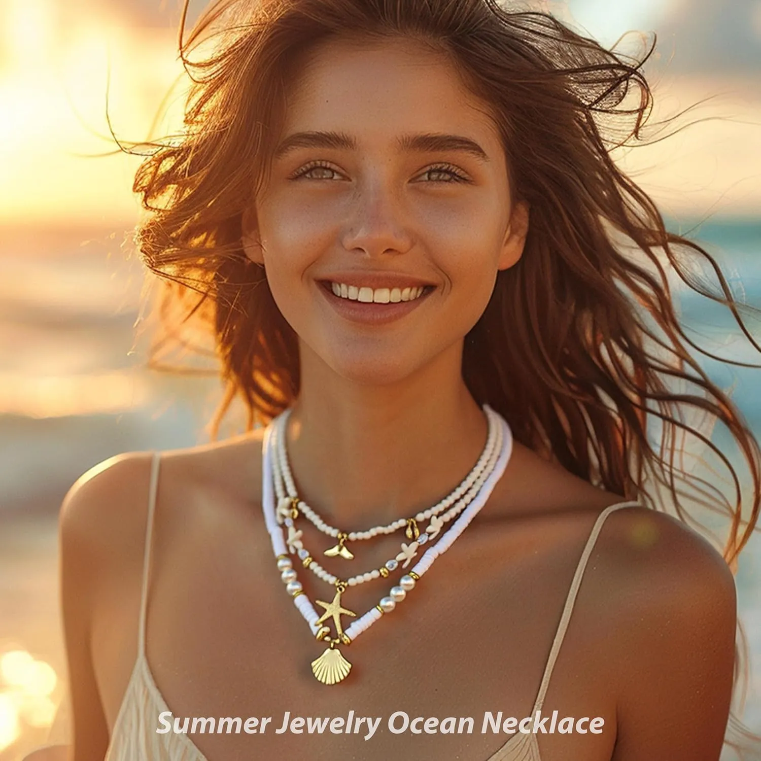 Starfish Necklace Gold Shell Necklace Seashell Necklaces for Women Ocean Necklaces Beach Vacation Essentials Summer Outfits Holiday Jewelry Trendy Beach Charms for Women 2025