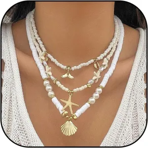 Starfish Necklace Gold Shell Necklace Seashell Necklaces for Women Ocean Necklaces Beach Vacation Essentials Summer Outfits Holiday Jewelry Trendy Beach Charms for Women 2025