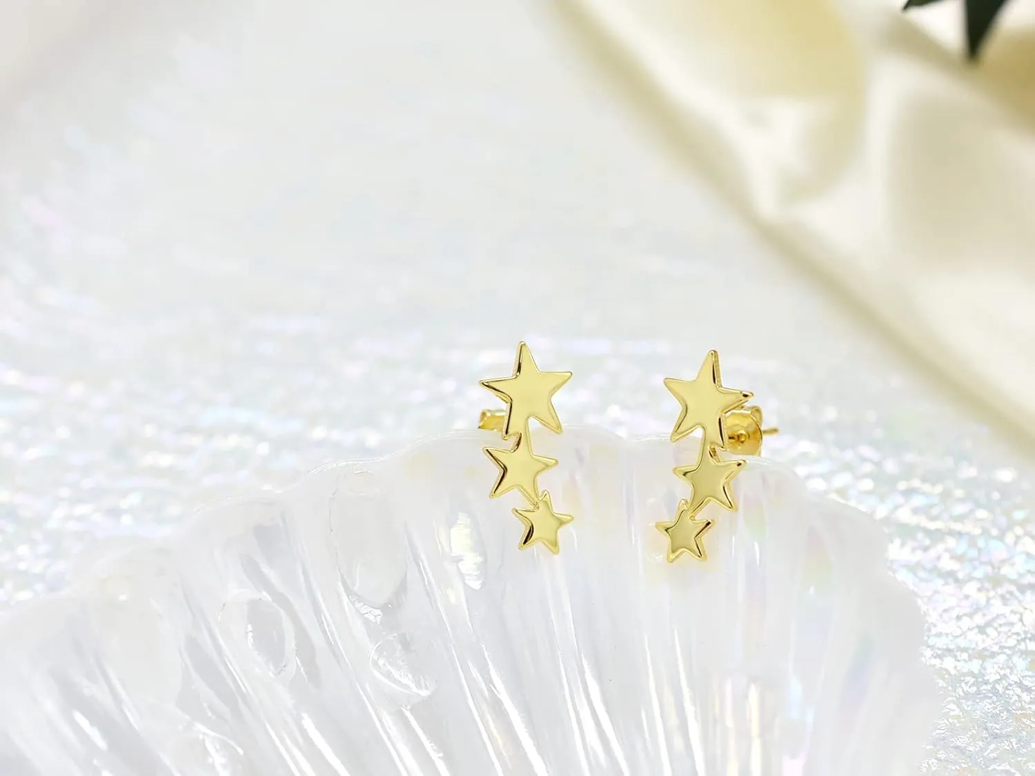Sterling Silver Star Stud Earrings For Girls Women - Hypoallergenic Stars Post Earrings for Girls Teens Women