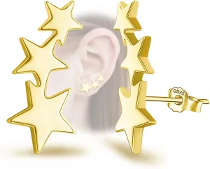 Sterling Silver Star Stud Earrings For Girls Women - Hypoallergenic Stars Post Earrings for Girls Teens Women