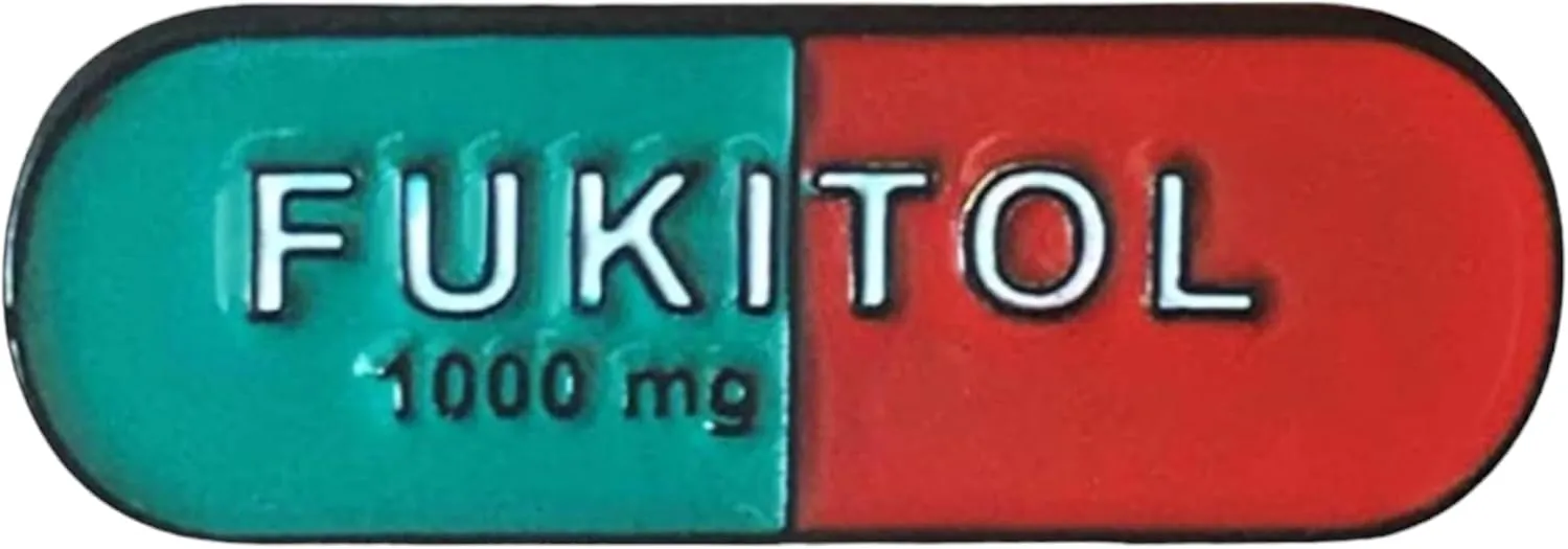 Stickeroonie Fukitol Enamel Pin Funny Sarcasm Fukitol Prescription Pill - Great Gift for Coworkers, Friends- The Perfect RX - Hat pins, Funny Pins, Jean pins