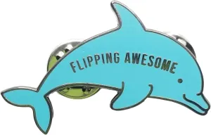 Stickeroonie Lapel Pins Flipping Awesome Enamel Pins Appreciation Award Enamel Lapel Pin Dolphin Flair Badge Motivation Pins Inspirational Lapel Pins 1.4 Inches Cute Pins