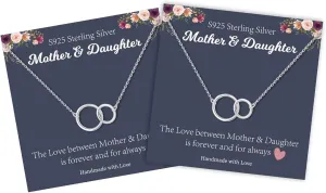 STORUP Mothers Daughter Necklace, Mom Daughter Necklaces Set for 2/3/4/5 Birthday Gifts, Circles Necklaces Jewelry for Mom From Daughters, Unique Gift for Women