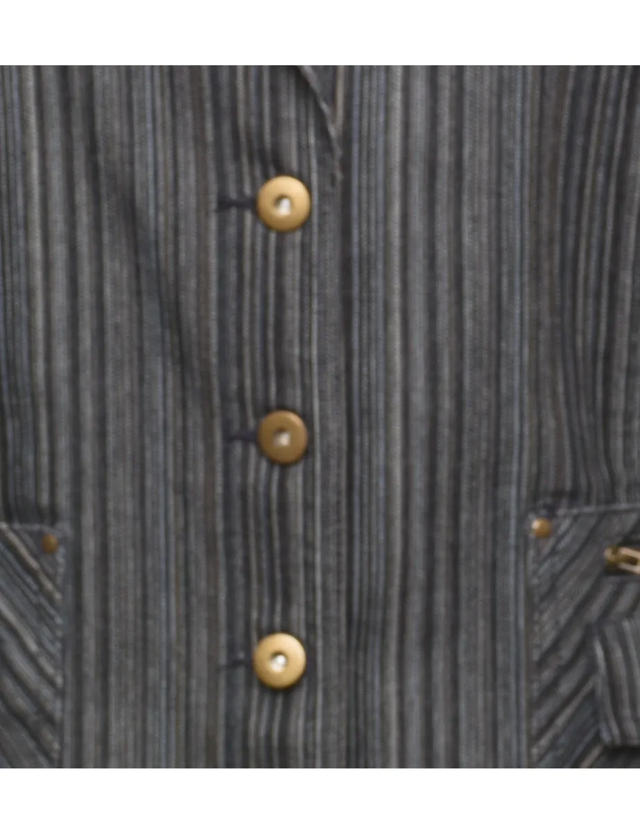 Striped Denim Jacket - M