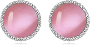 Stud Earrings Sterling Silver Opal/Black Onyx/Pearl/Moss Agate/Olivine Peridot/Pink Cat Eye Stone/Lapis Lazuli/Larimar Stud Earrings Jewelry Birthday Christmas Gifts for Women Teens