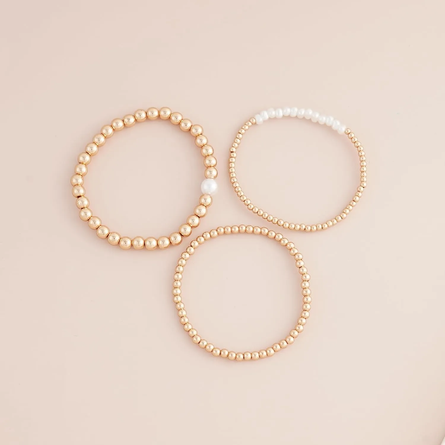 Summer Surfer Heishi Bracelet Set for Women Stackable Gold Clay Ploymer Bead Stretch Pink Beach Layering Bracelets Jewelry