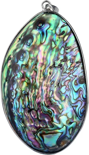SUNYIK Oval Abalone Shell Pendant,Water Drop Necklaces for Women