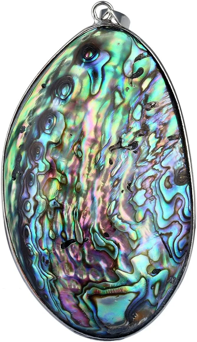 SUNYIK Oval Abalone Shell Pendant,Water Drop Necklaces for Women