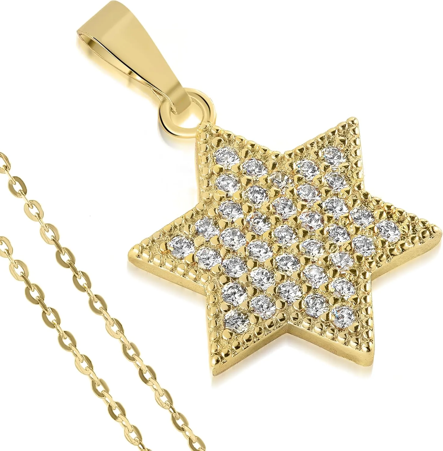 SURI Star of David Necklace for Women | Israel Necklace | Mezuzah Necklace with Magen David Pendant | Available in 14K Gold-Filled or Silver Stainless Steel | Jewish Jewelry, Includes a Gift Box
