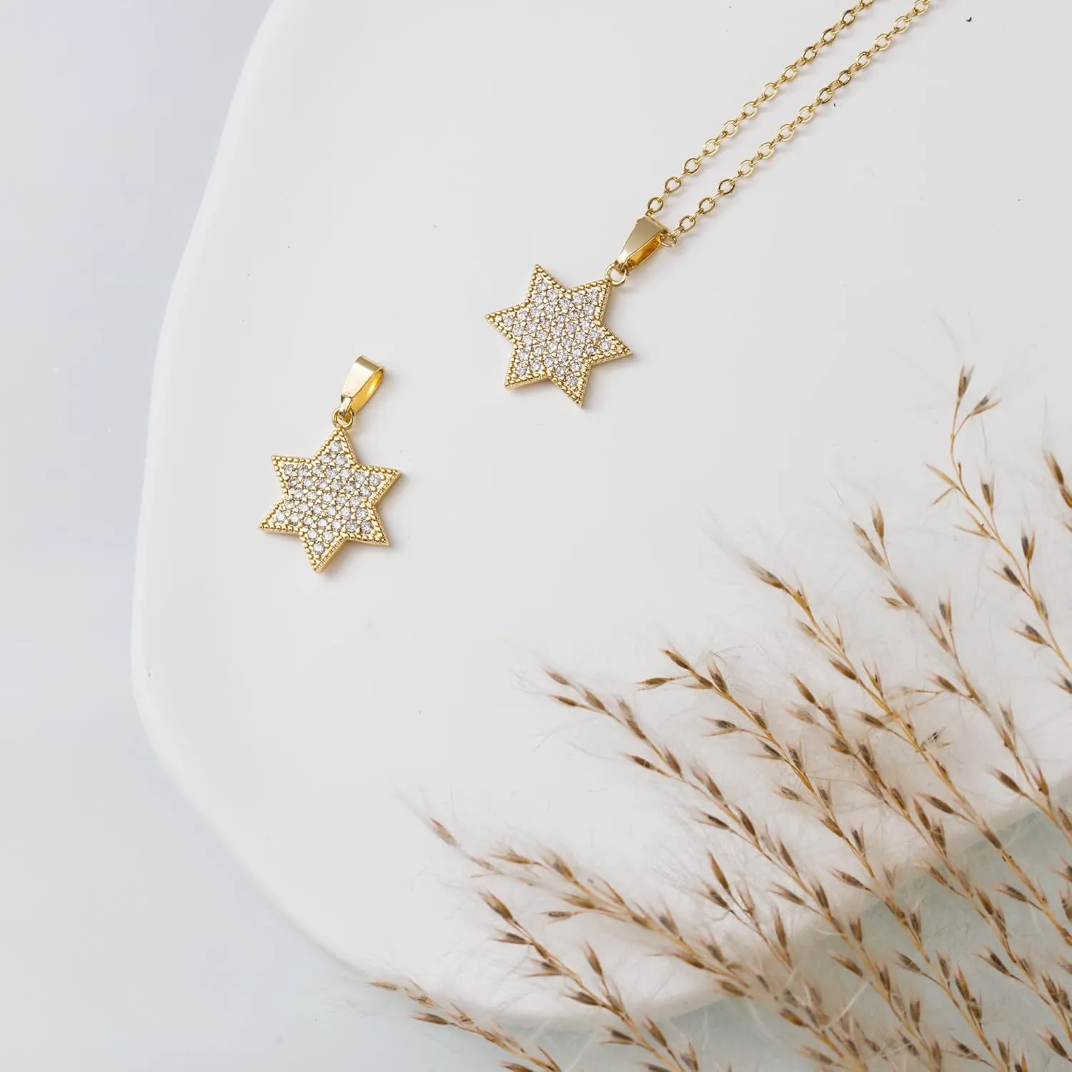 SURI Star of David Necklace for Women | Israel Necklace | Mezuzah Necklace with Magen David Pendant | Available in 14K Gold-Filled or Silver Stainless Steel | Jewish Jewelry, Includes a Gift Box