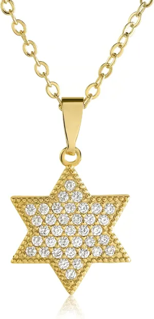 SURI Star of David Necklace for Women | Israel Necklace | Mezuzah Necklace with Magen David Pendant | Available in 14K Gold-Filled or Silver Stainless Steel | Jewish Jewelry, Includes a Gift Box