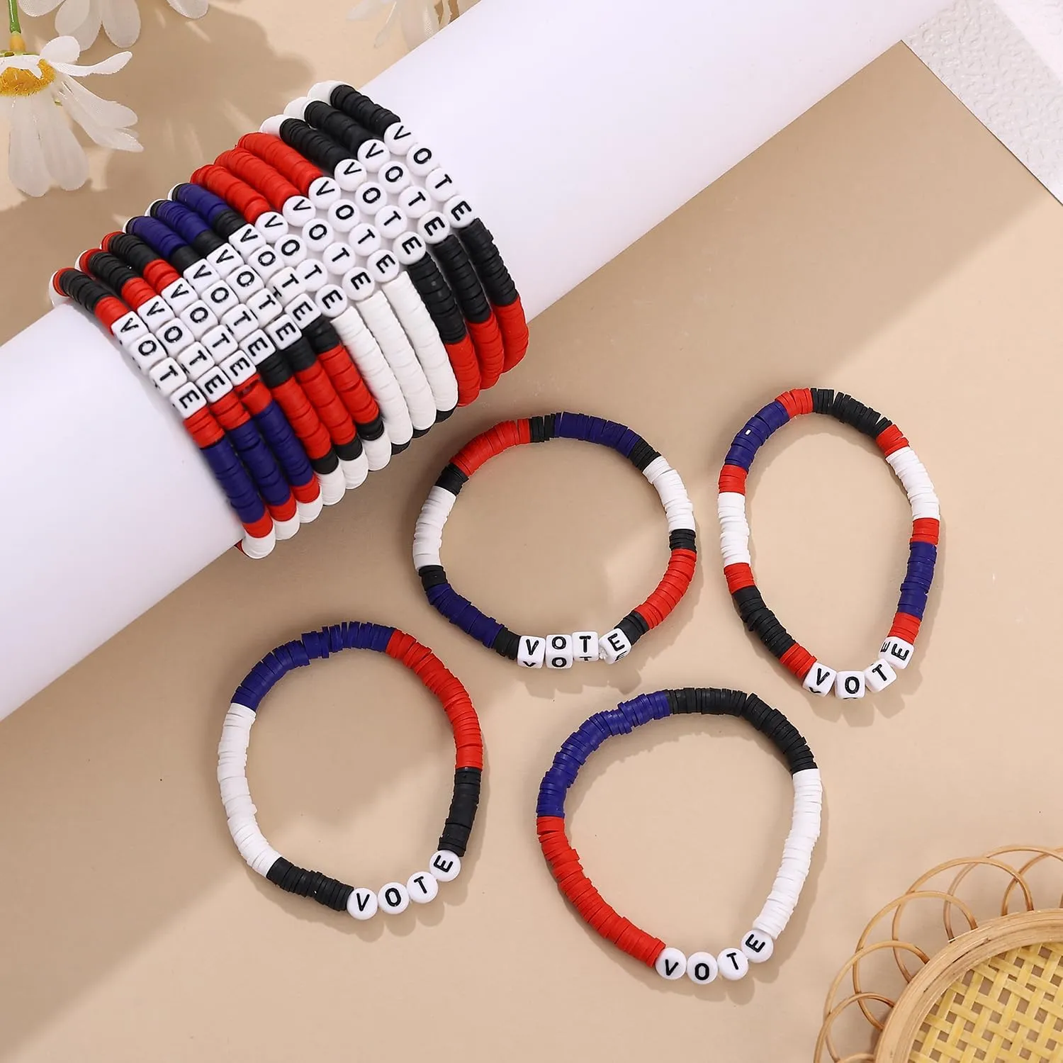 Taouzi Beaded Friendship Bracelets for Women Handmade Elastic Stackable Bracelets Bulk Fashion Boho Jewelry Set for Women Men
