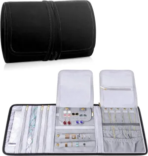 Teamoy Travel Jewelry Roll, Jewelry Storage Bag Organizer for Necklaces, Earrings, Bracelets, Rings, Brooches and More, Compact and Easy to Carry