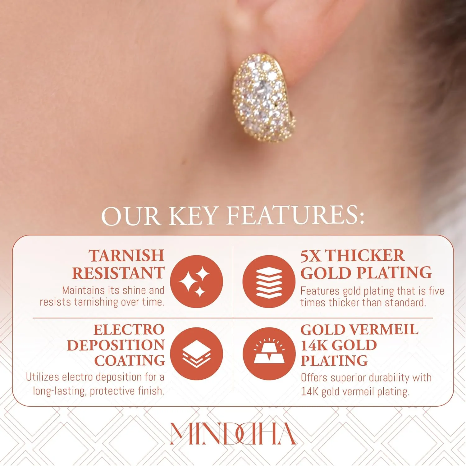 Teardrop Hoop Earrings for Women, 14K Gold Plated Pave Sparkly Hoops, 925 Sterling Silver Post, Cubic Zirconia Dome Huggie, Elegant Jewelry for Brides, Wedding, Fashion Gifts