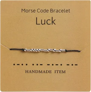 TESTRYE Morse Code Bracelets for Women,Morse Code Bracelets with Adjustable String,Inspirational Gifts for Women Girls Friends