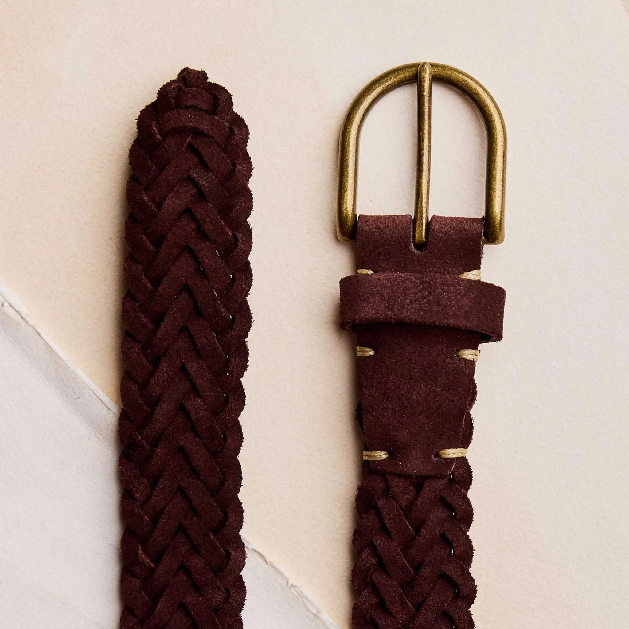 The Braided Belt in Chocolate Suede