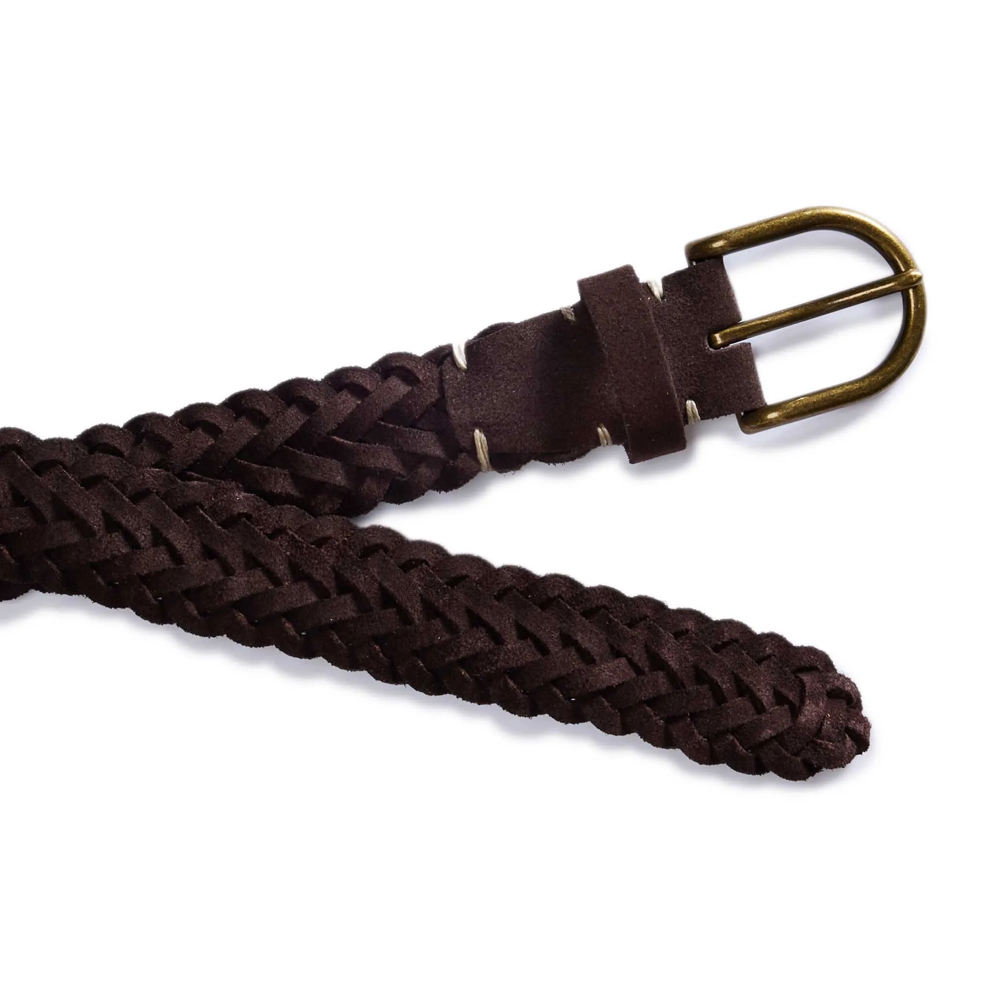 The Braided Belt in Chocolate Suede