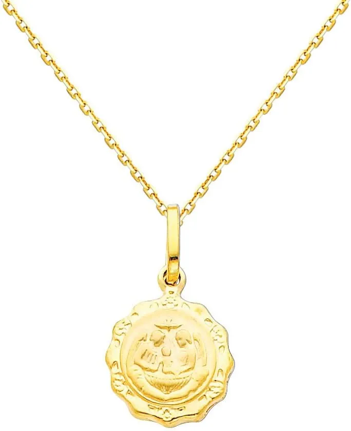 The World Jewelry Center 14k Yellow Gold Religious Baptism Pendant with 0.9mm Cable Chain Necklace