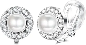 THUNARAZ Elegant Clip on Earrings for Women Crystal Wedding Earrings Clip on Rhinestone Formal Earrings for Brides Bridesmaids Non Pierced Jewelry