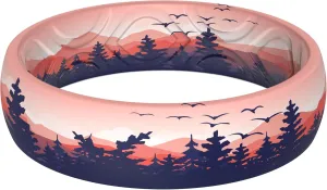 ThunderFit Silicone Rings Wedding Bands for Women, Printed Design, Breathable Women's Rubber Engagement Bands, 5.5mm Wide 1.8mm Thick (1-Pack)