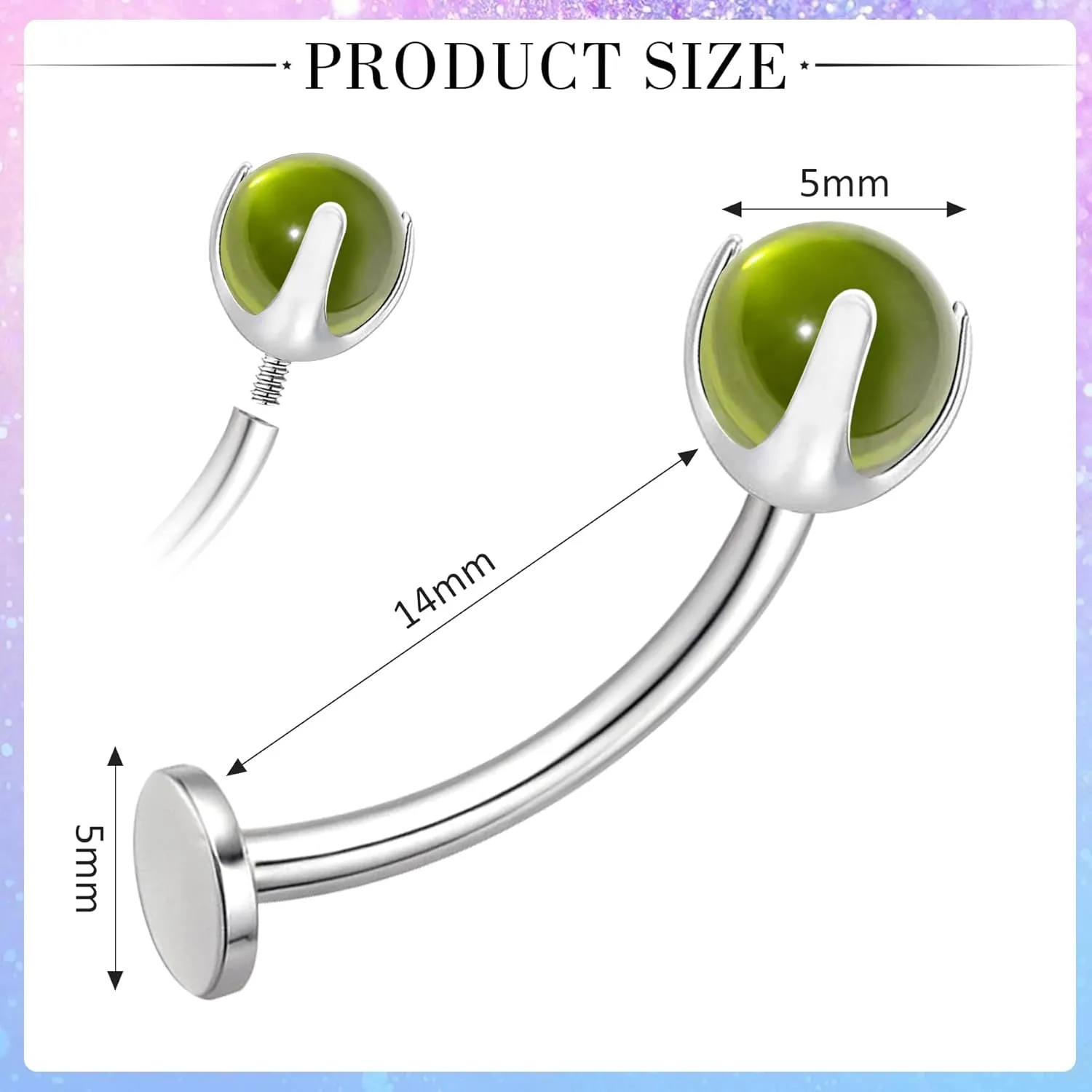 Titanium Belly Button Rings - Floating Navel Piercing Jewelry, Navel Jewelry for Women, Curved Barbell Navel Rings, Long Bar Belly Button Rings, Floating Navel Piercing Jewelry Titanium for Women