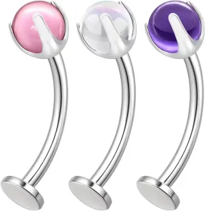 Titanium Belly Button Rings - Floating Navel Piercing Jewelry, Navel Jewelry for Women, Curved Barbell Navel Rings, Long Bar Belly Button Rings, Floating Navel Piercing Jewelry Titanium for Women