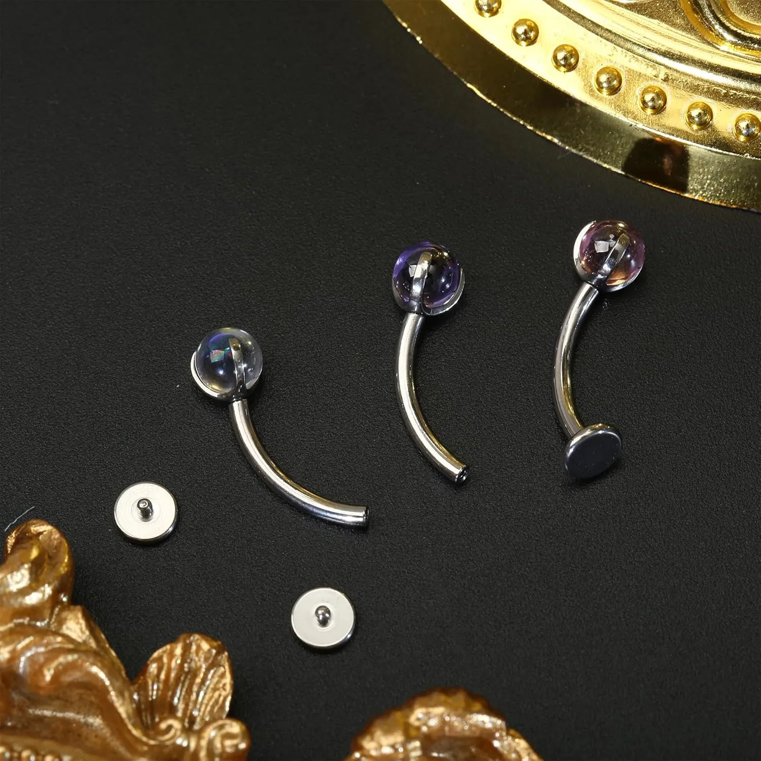 Titanium Belly Button Rings - Floating Navel Piercing Jewelry, Navel Jewelry for Women, Curved Barbell Navel Rings, Long Bar Belly Button Rings, Floating Navel Piercing Jewelry Titanium for Women