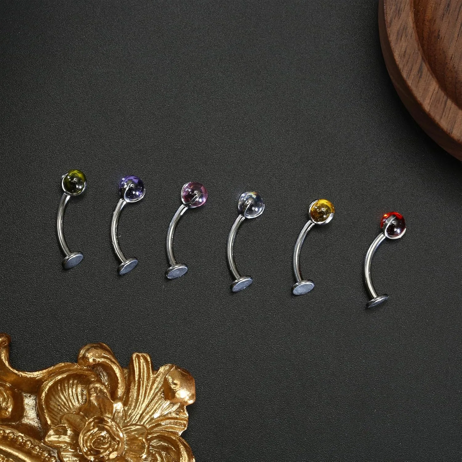 Titanium Belly Button Rings - Floating Navel Piercing Jewelry, Navel Jewelry for Women, Curved Barbell Navel Rings, Long Bar Belly Button Rings, Floating Navel Piercing Jewelry Titanium for Women