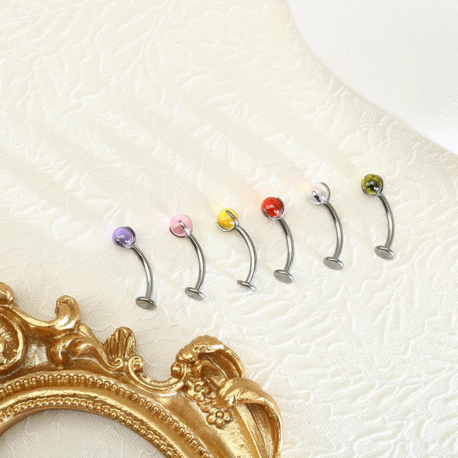 Titanium Belly Button Rings - Floating Navel Piercing Jewelry, Navel Jewelry for Women, Curved Barbell Navel Rings, Long Bar Belly Button Rings, Floating Navel Piercing Jewelry Titanium for Women