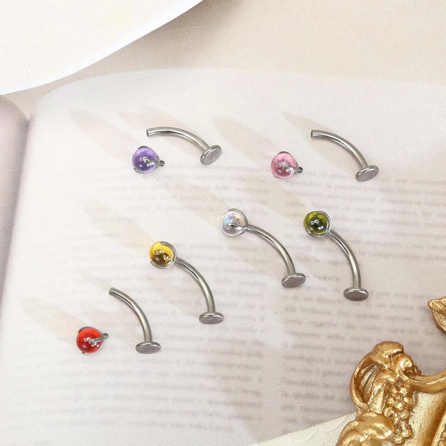 Titanium Belly Button Rings - Floating Navel Piercing Jewelry, Navel Jewelry for Women, Curved Barbell Navel Rings, Long Bar Belly Button Rings, Floating Navel Piercing Jewelry Titanium for Women