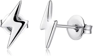 Titanium Earrings, Hypoallergenic Stud Earrings for Women Men Sensitive Ears Star/Moon/Lightning Bolt/Open Heart Premium High Polished (Shiny Grey)