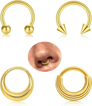 Titanium Septum Rings 16G 8mm 10mm Nose Rings for Women Surgical Stainless Steel Segment Nose Rings Horseshoe Hoop Cartilage Clicker Helix Rook Earrings Daith Eyebrow Tragus Lip Piercing Rings