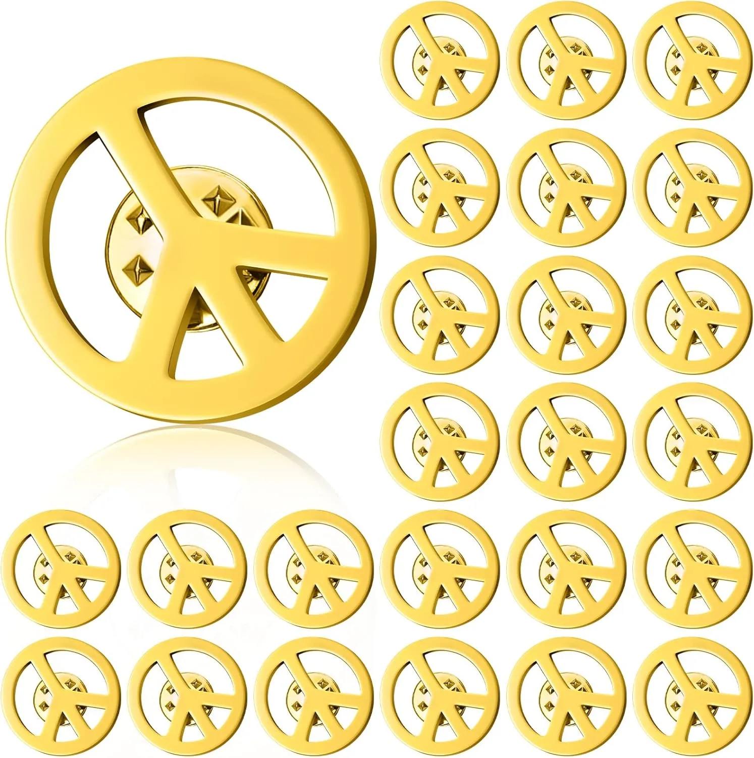 Tondiamo 24 Pcs Peace Brooch and Pins Peace Symbol Lapel Pin Peace Sign Metal Peace Brooch Hippie Brooches for Disco Party