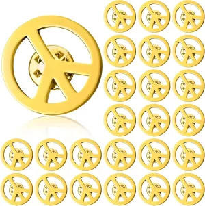 Tondiamo 24 Pcs Peace Brooch and Pins Peace Symbol Lapel Pin Peace Sign Metal Peace Brooch Hippie Brooches for Disco Party