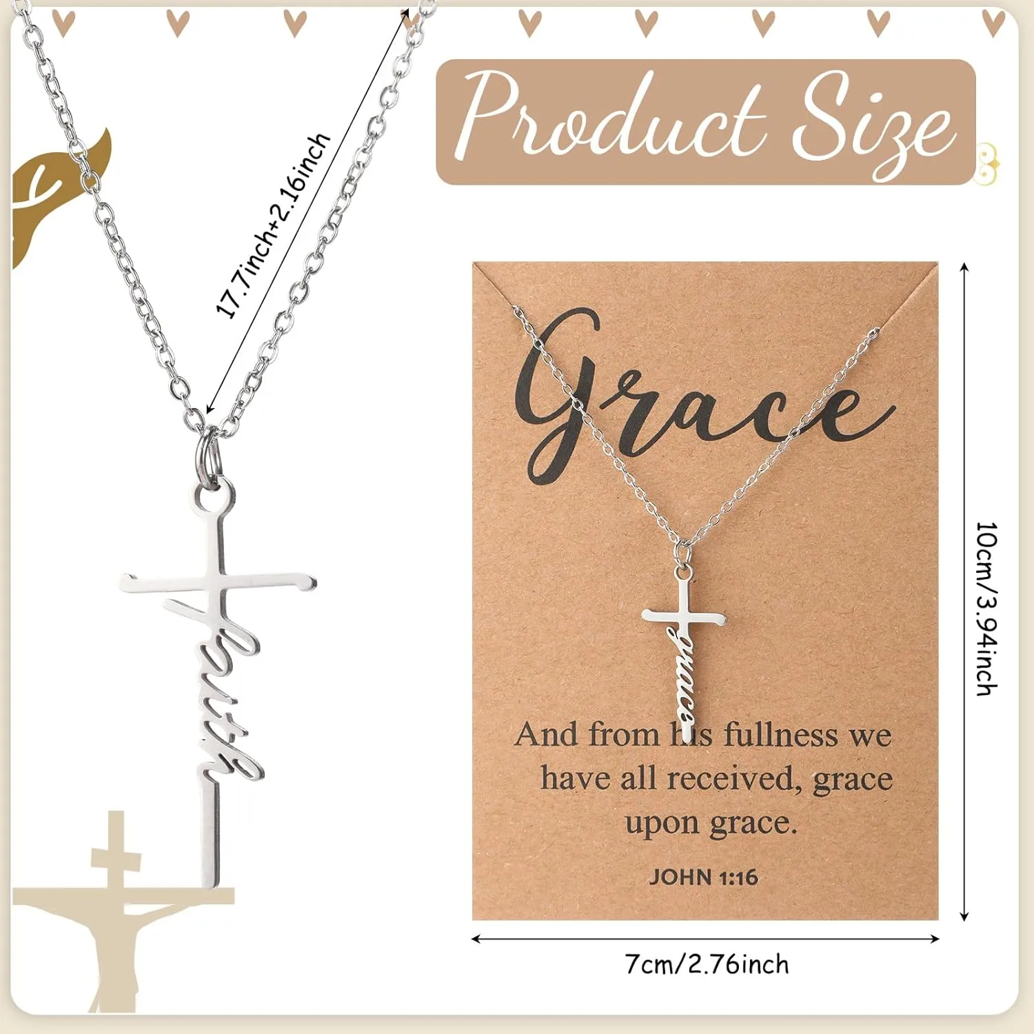 Tondiamo Faith Cross Necklaces Bulk Christian Gifts for Women Easter Religious Gift Bible Verse Card