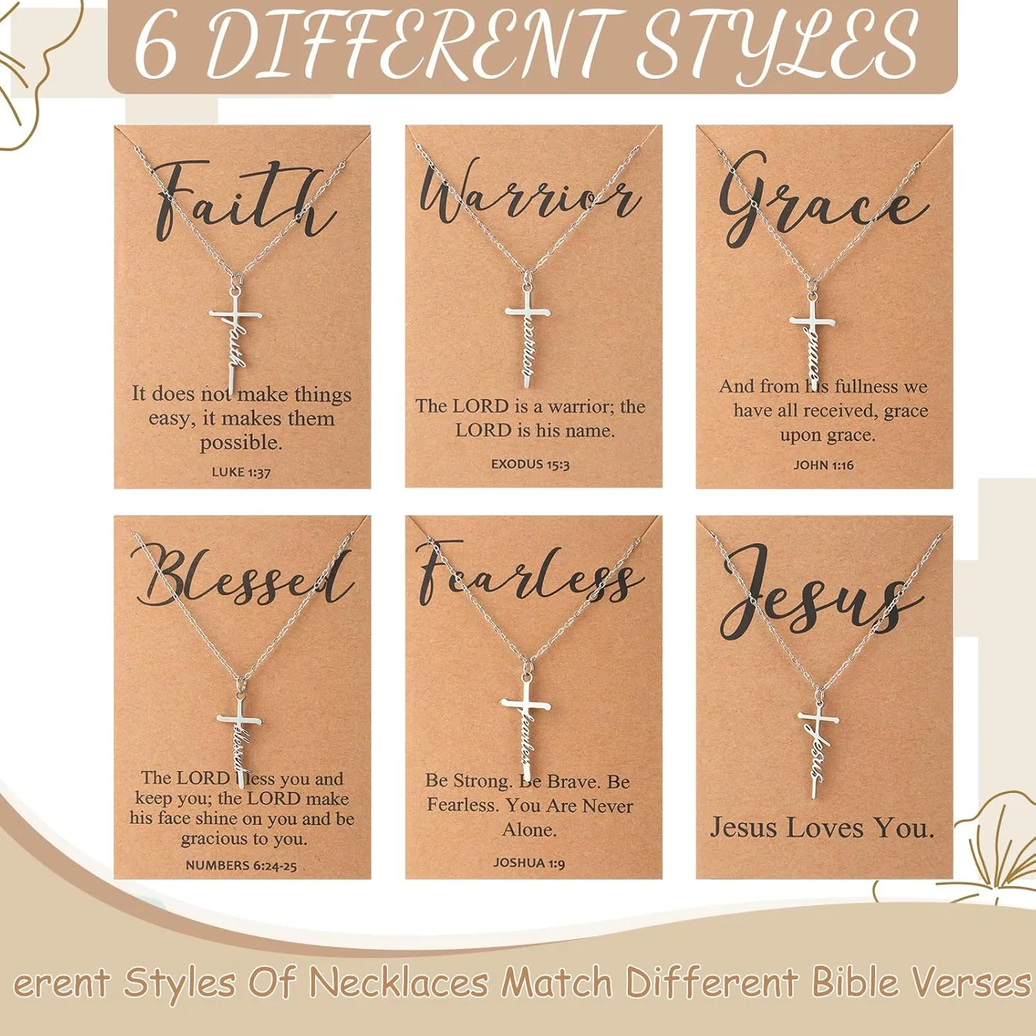 Tondiamo Faith Cross Necklaces Bulk Christian Gifts for Women Easter Religious Gift Bible Verse Card