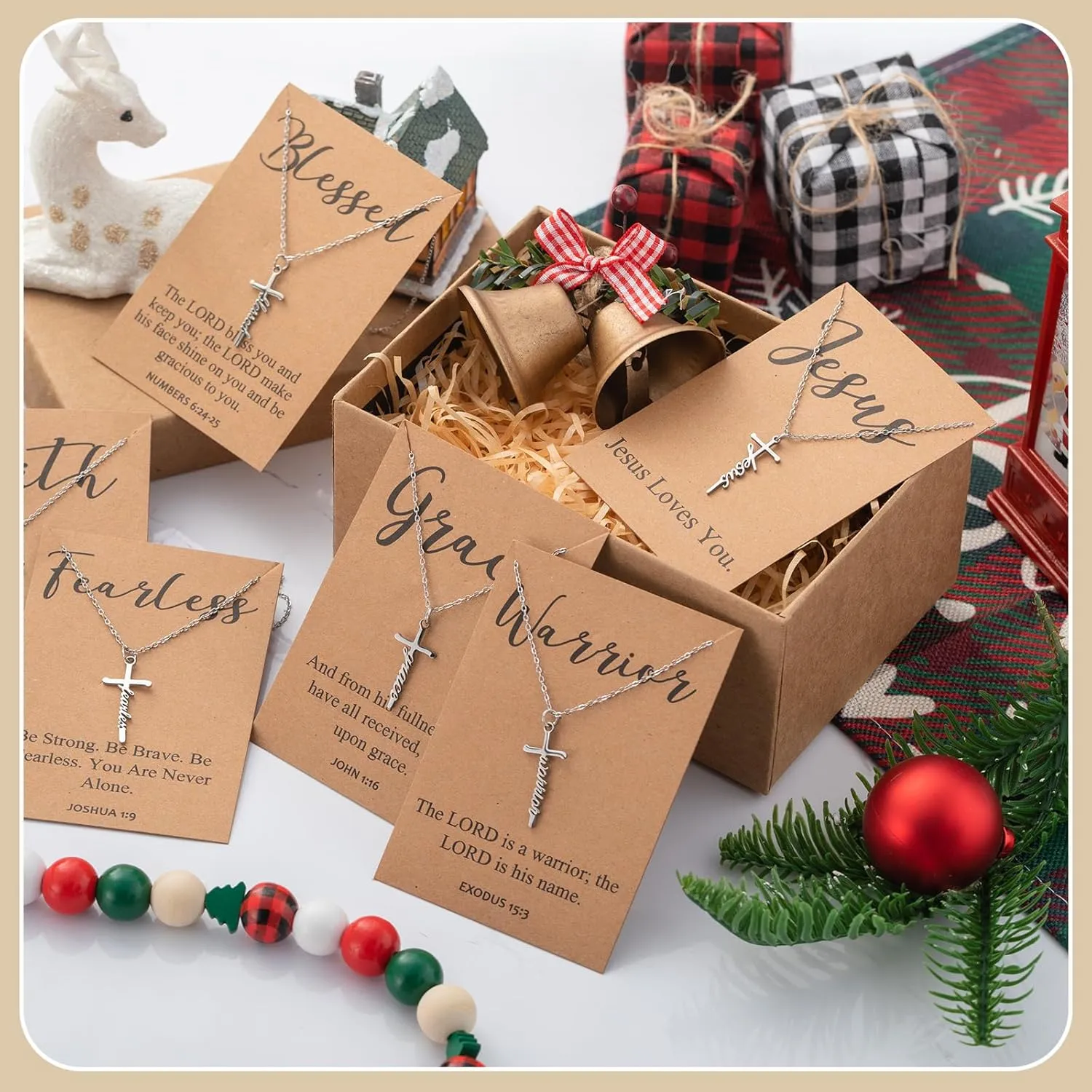 Tondiamo Faith Cross Necklaces Bulk Christian Gifts for Women Easter Religious Gift Bible Verse Card