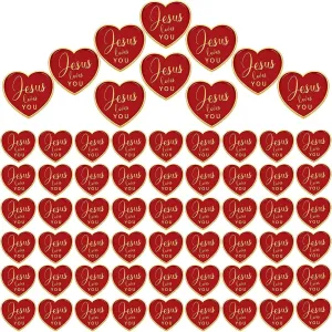 Tondiamo Jesus Loves You Pins Bulk Christian Heart Pins Bulk Father's Day Gifts Religious Church Catholic Gifts for Sunday School Clergy Church Visitors Members