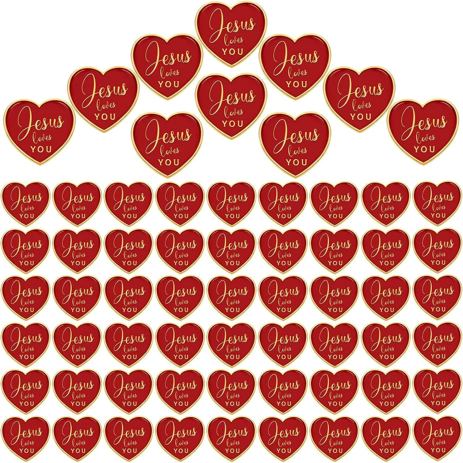 Tondiamo Jesus Loves You Pins Bulk Christian Heart Pins Bulk Father's Day Gifts Religious Church Catholic Gifts for Sunday School Clergy Church Visitors Members
