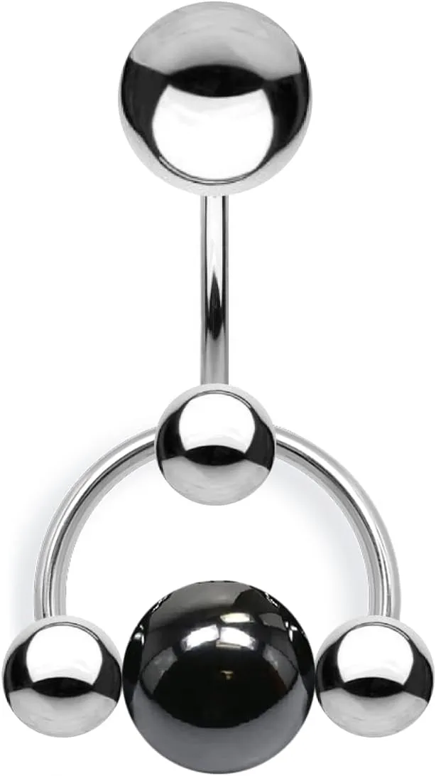 TOOLSSIDE VCH Piercing Jewelry with 5 Balls Stainless Steel Belly Button Ring Navel Piercing Jewelry Belly Rings for Women 14G Belly Button Piercing