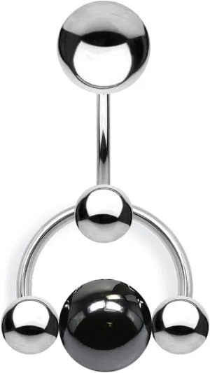TOOLSSIDE VCH Piercing Jewelry with 5 Balls Stainless Steel Belly Button Ring Navel Piercing Jewelry Belly Rings for Women 14G Belly Button Piercing