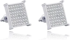 TOPGRILLZ 925 Sterling Silver Square Screw Stud Earrings 14K Gold Plated 5A  Cubic Zirconia Iced Out Square Screw Back Hypoallergenic Cube Large Stud Earrings For Men Women