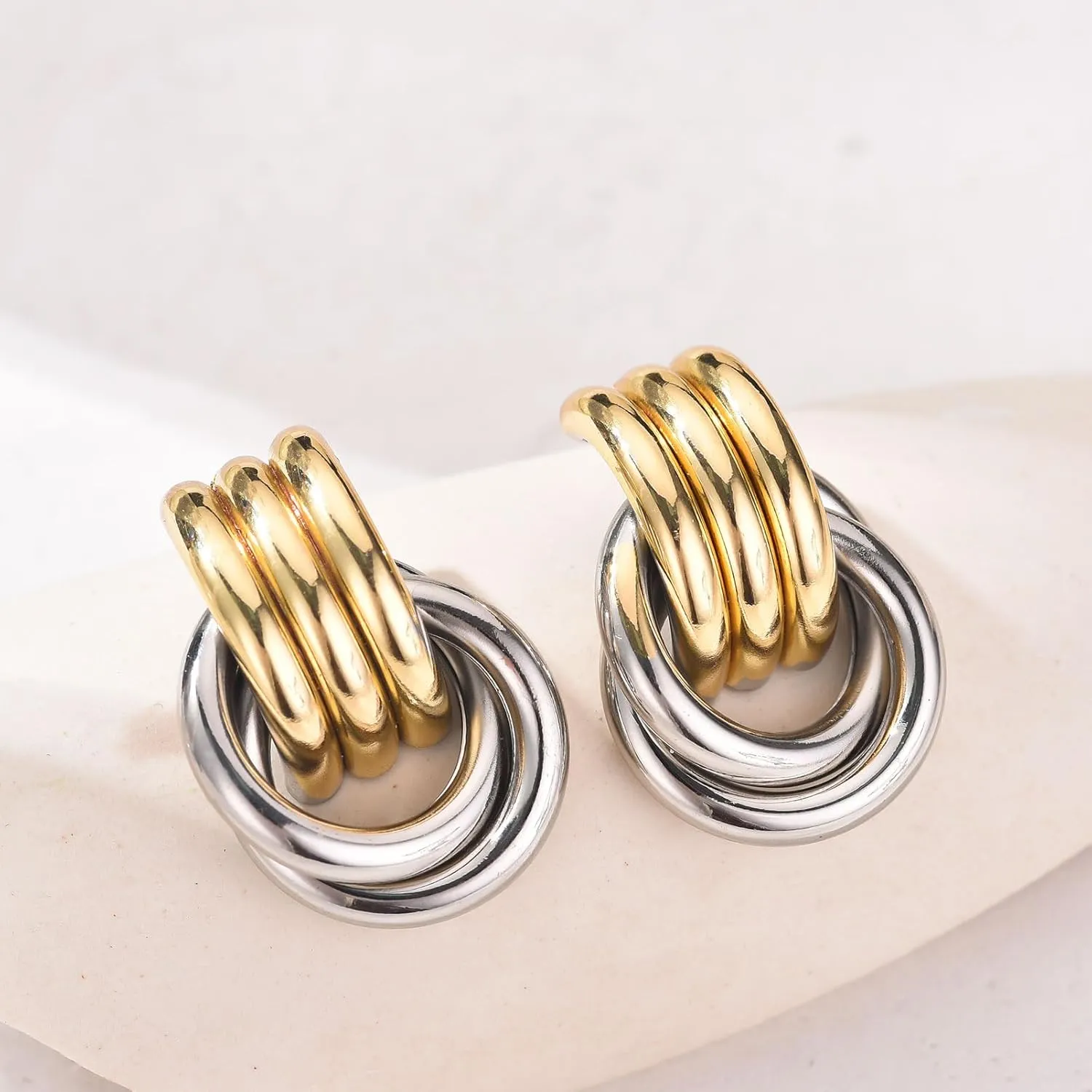 Trendy Gold Knot Heart Earrings for Women Colored Drop Dangle Statement Earrings Chunky Link Earring Jewelry