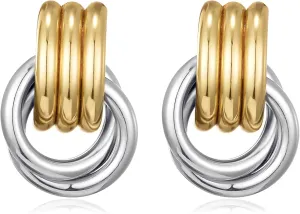 Trendy Gold Knot Heart Earrings for Women Colored Drop Dangle Statement Earrings Chunky Link Earring Jewelry