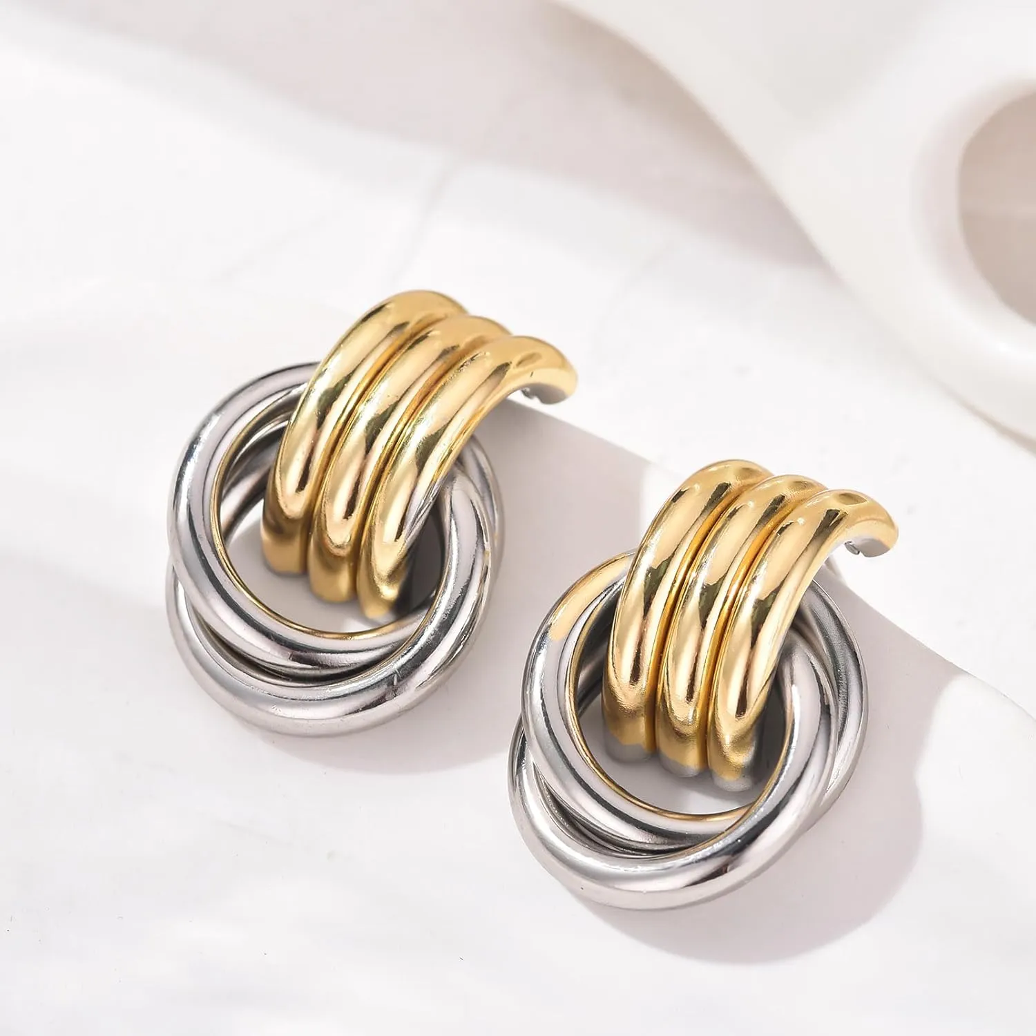 Trendy Gold Knot Heart Earrings for Women Colored Drop Dangle Statement Earrings Chunky Link Earring Jewelry