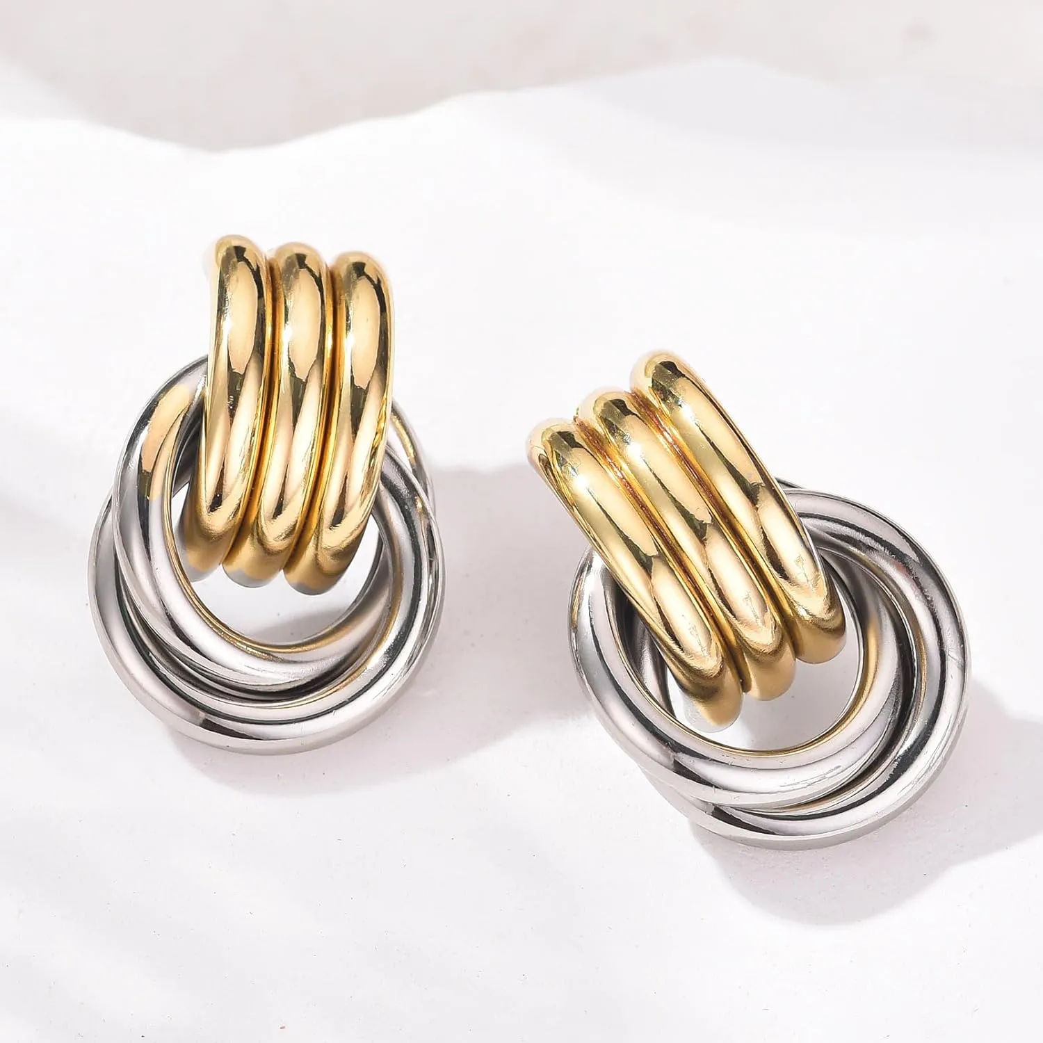 Trendy Gold Knot Heart Earrings for Women Colored Drop Dangle Statement Earrings Chunky Link Earring Jewelry