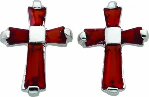 True Faith Jewelry Sterling Silver July Birthstone Crystal Cross Earrings, 3/8 Inch