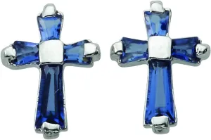True Faith Jewelry Sterling Silver September Birthstone Crystal Cross Earrings, 3/8 Inch