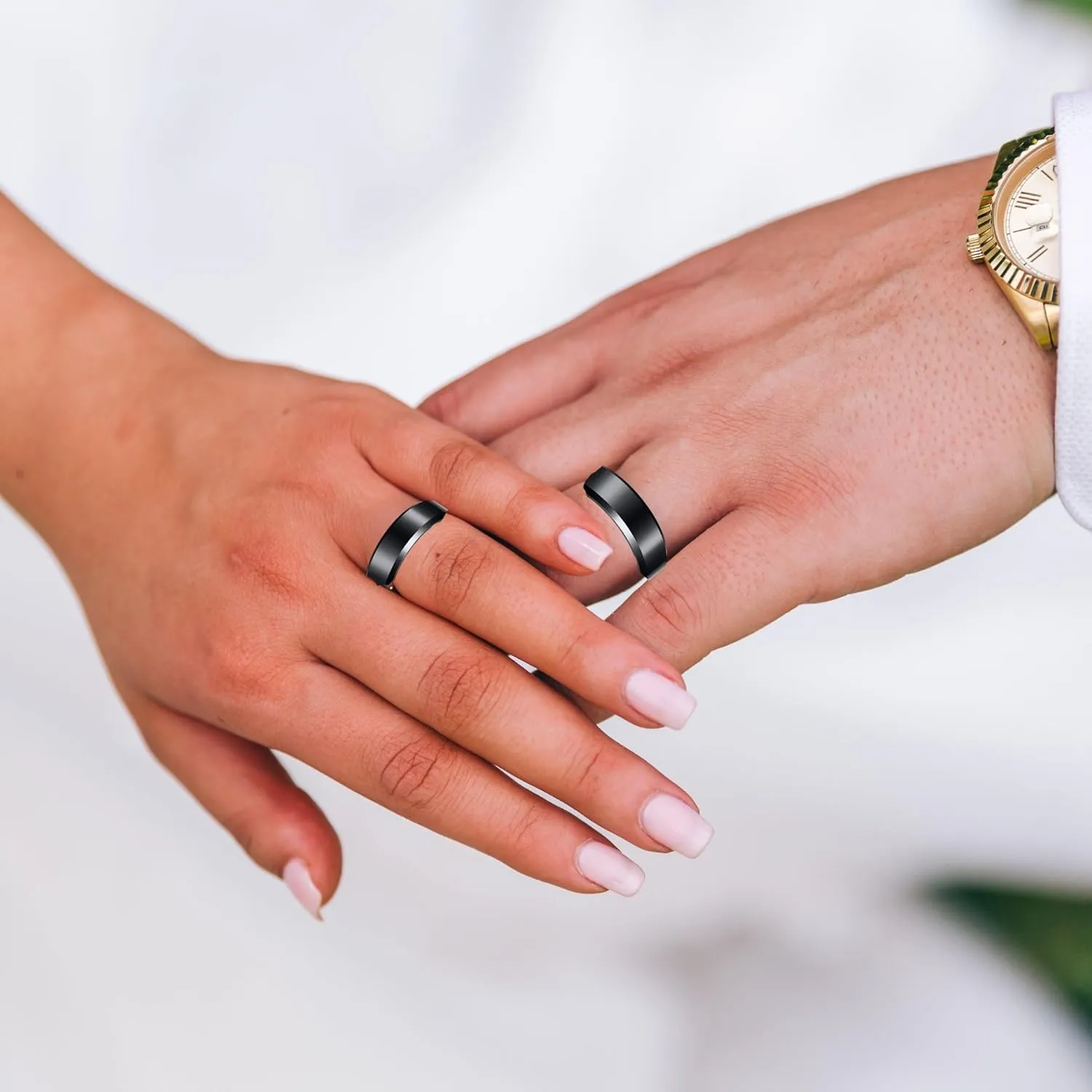 Tungsten Carbide Black Wedding Band for Men by Ginger Lyne | 6 mm Matte Finish Polished Edge Heavy Comfort Fit Bridal Ring for Women | Matching Rings for Couples Anniversary Engagement Jewelry