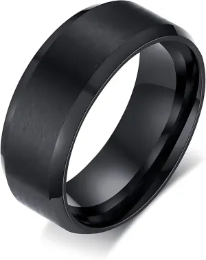 Tungsten Carbide Black Wedding Band for Men by Ginger Lyne | 6 mm Matte Finish Polished Edge Heavy Comfort Fit Bridal Ring for Women | Matching Rings for Couples Anniversary Engagement Jewelry